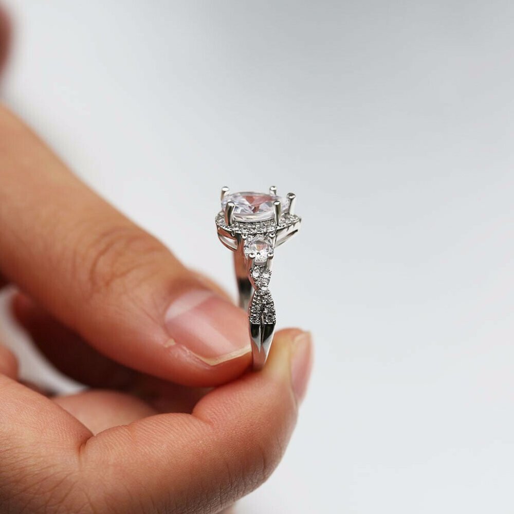 925 Sterling Silver Pear Cut White Sapphire Ring - Picture 5 of 5